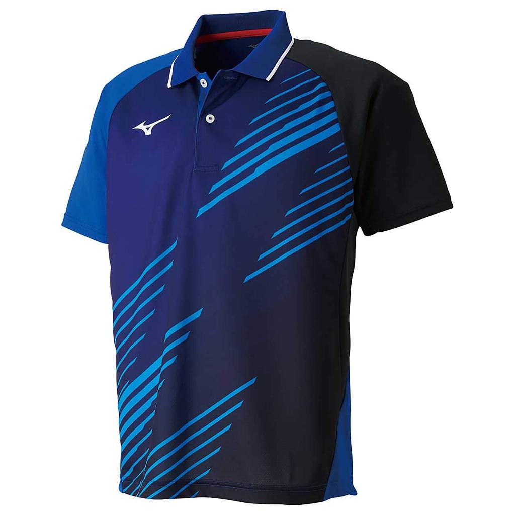 Mizuno Table Tennis Game Short Dynamotion JTTA Reflex XS Shirt, Sleeve, Standard, Fit, Moisture-Wicking, Quick-Drying, Certified, 82JA9007, Blue,