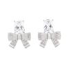 French light luxury jewelry style earrings women's flash diamonds square zircon bow ear clips fashion dress versatile ear jewelry