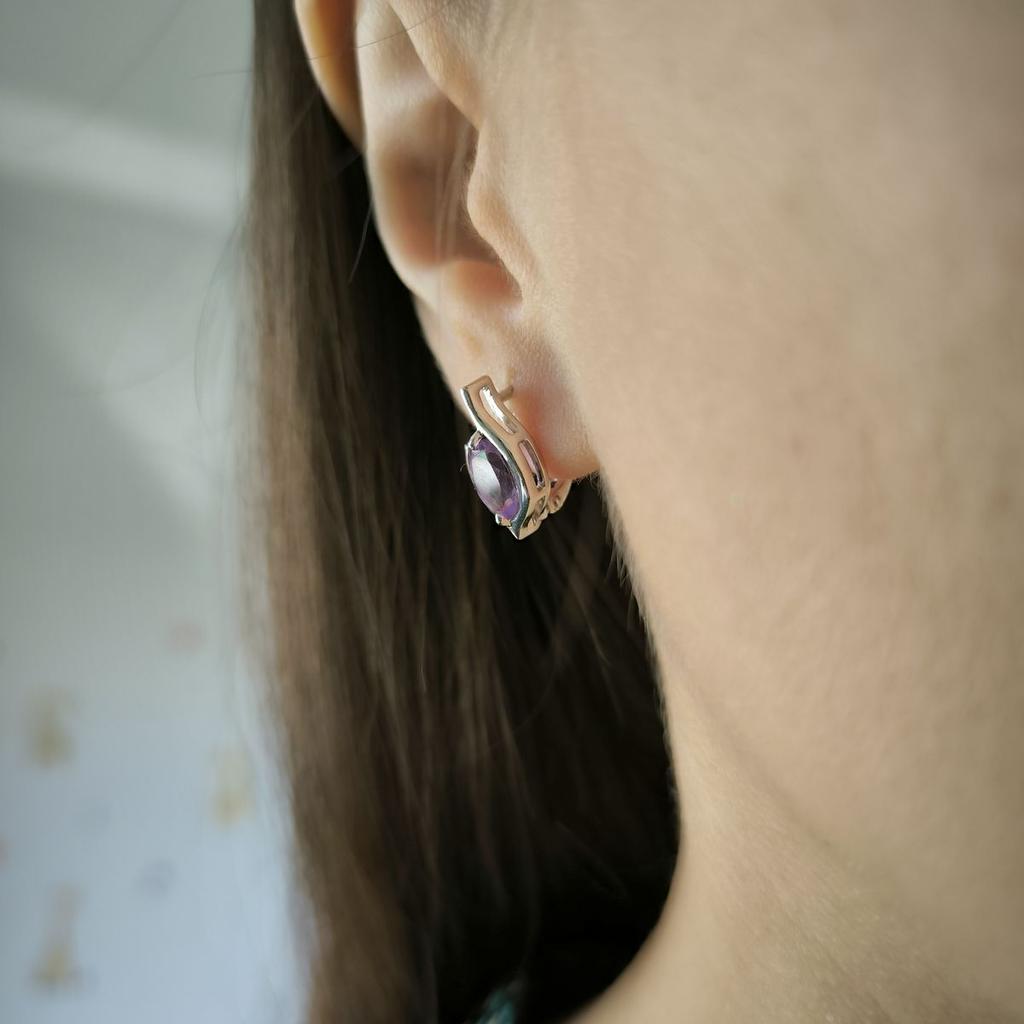 Серебряные серьги с натуральным аметистом 2.025ct (2189428)