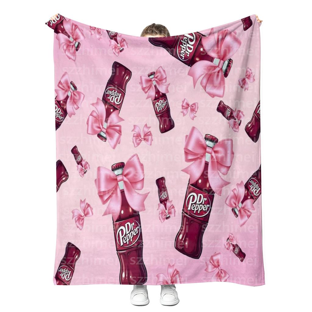 New Customizable Printing Trendy Fashion Soft Drink Dr Peppers Dr.Peppered Fleece Flannel Throw Blankets