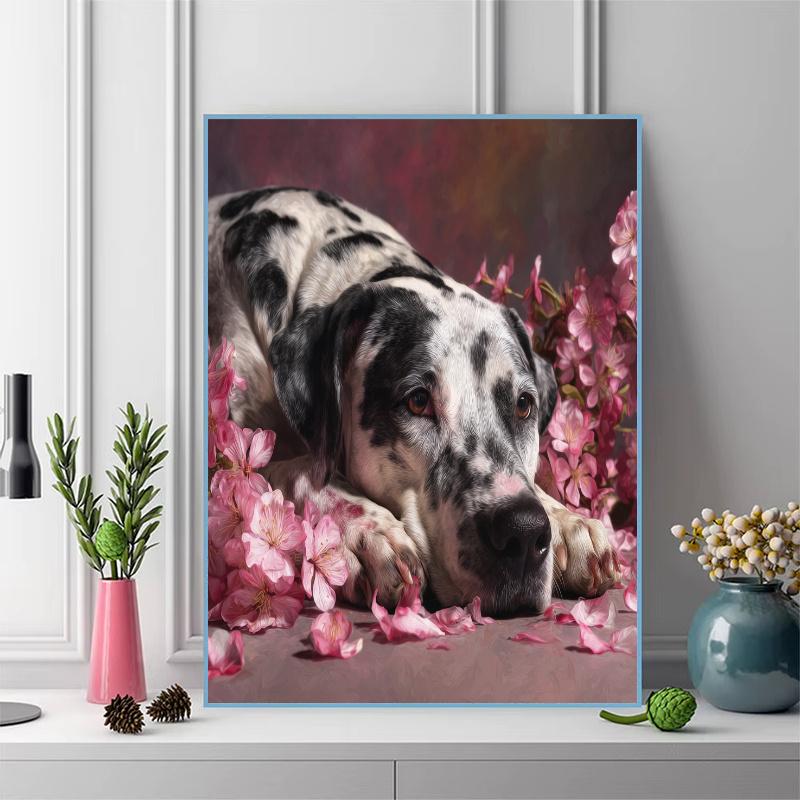 Pink Dalmatian Pattern 3pcs 100% Round Full Drill 5D DIY Diamond Painting Embroidery Cross Stitch Rhinestone Décor