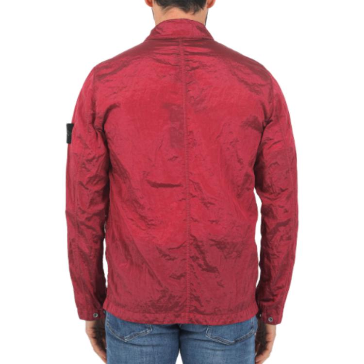 Stone Island Solid Color Logo Patch Long Sleeve Stand Collar Zip Jacket Men jackets Red 781541920-V0087