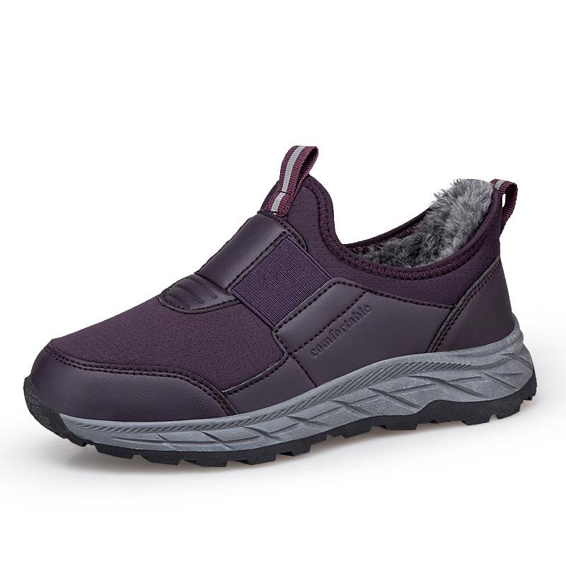 2025 winter elderly shoes fleece thickened cotton shoes mother shoes fleece one pedal sports shoes middle-aged and elderly walking shoes