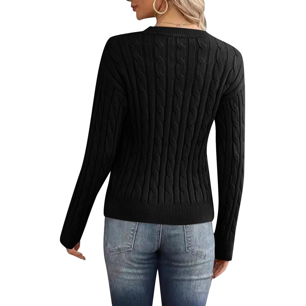 Women's Fashion Crew-neck Long-sleeved Casual Loose Pullover Sweater