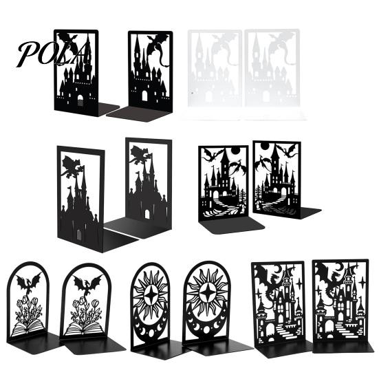 Resistant Bookends 1 Pair Metal Dragon Bookends, Fantasy Castle Decorative Book Ends Heavy-duty for Shelves, Heavy Duty Gothic Holders Home