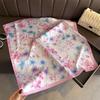 New Floral Print Design Shawl Square Scarf For Women Soft Satin Wraps Neckerchief Female Hair Bands Ribbon Headband Bandana