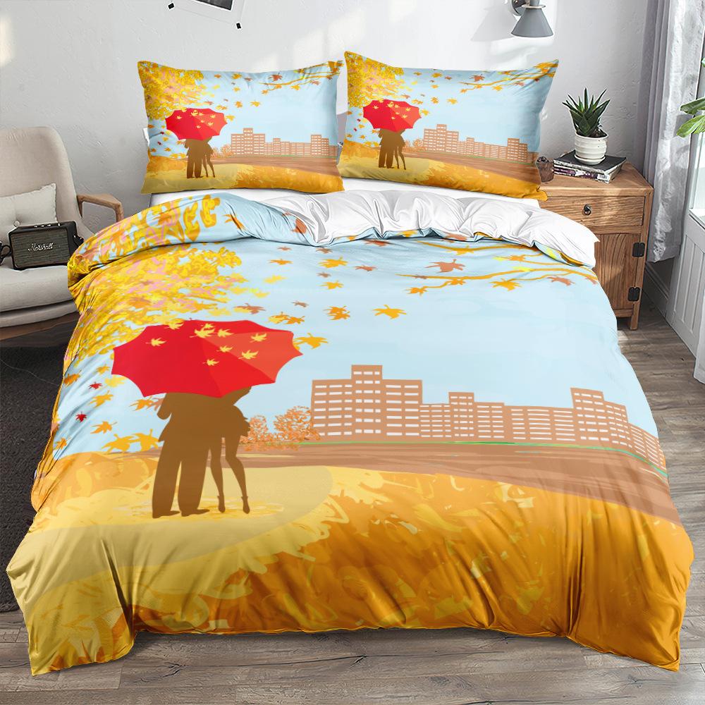 3D-Valentinstag-Bettwäsche-Set, Daunendecke und Kissenbezug für Paare, 2/3-teilig, kreatives und minimalistisches Heimtextil für das Jungvermähltenzimmer, Bettbezug für Damen