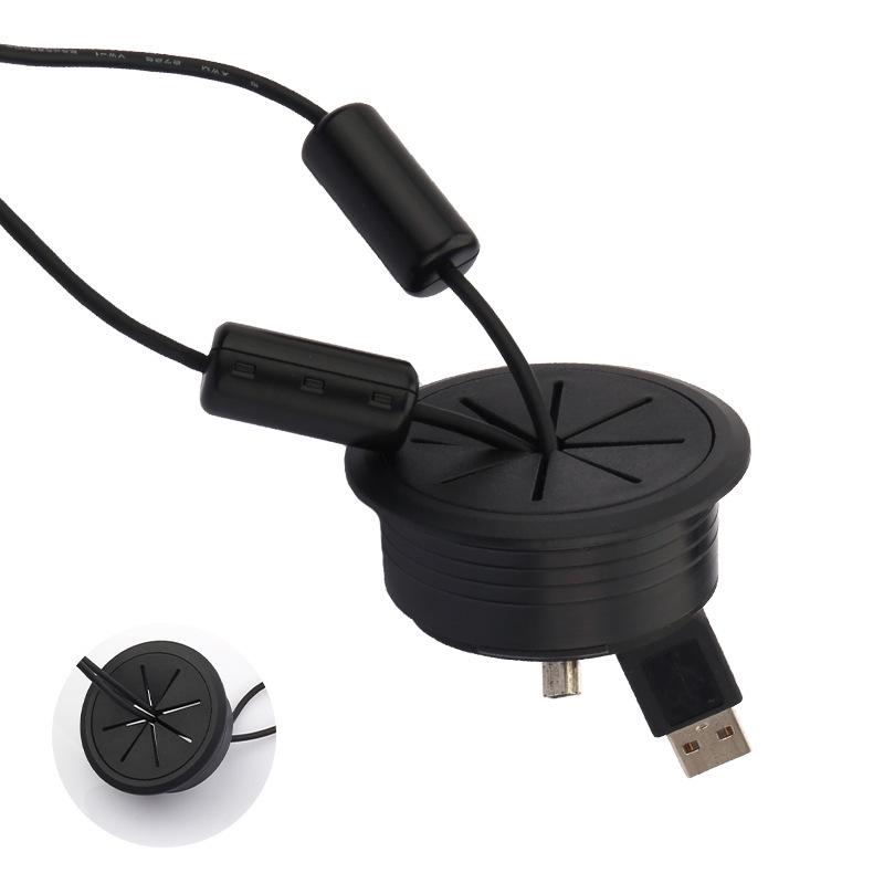 Desk Cable Management Decorative Cover - Round Cable Hole Sealing for Computer Desktops