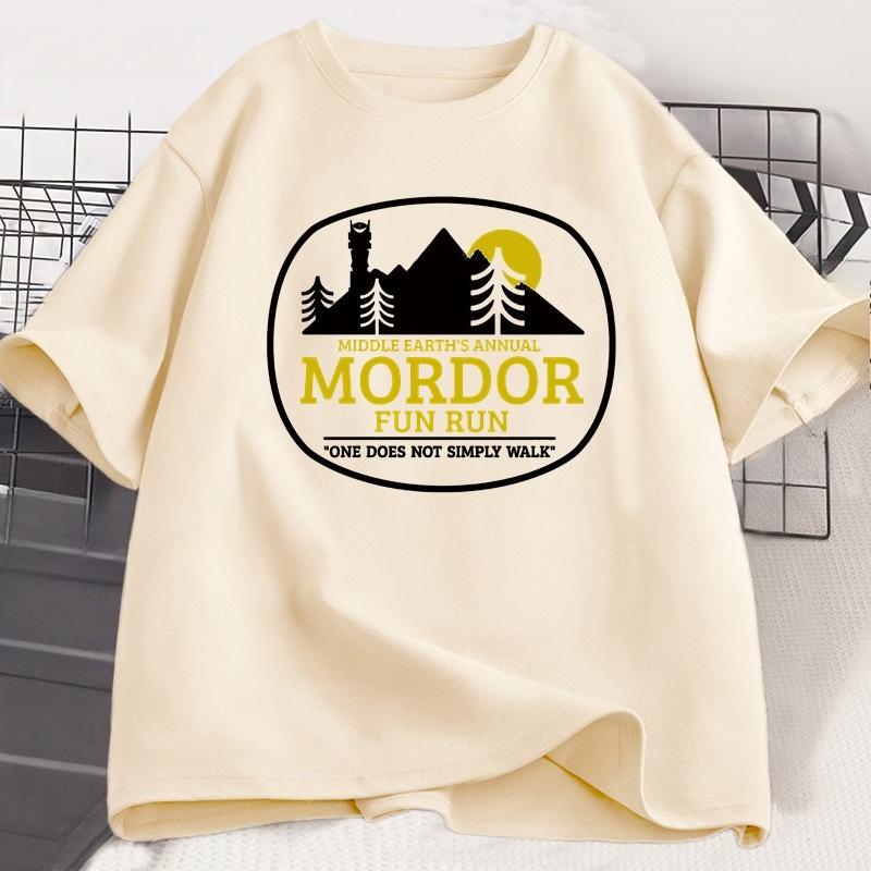 Middle Earths Annual Mordor Funny Run T Shirt Trendy Vintage Cotton Short Sleeve Harajuku Tshirt Oversized Unisexs Clothing Tops