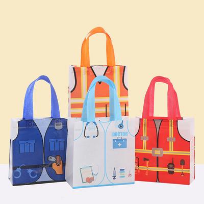 12/30pcs Work Costume Gift Bags With Handles Party Favor Bags For Firefighter Doctor Police Theme Gifts Candy And Small Presents