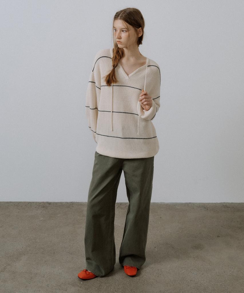 Peulibeo07 Overfit Stripe V-Neck Knit [Frsp05Nt03]_Cream