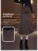 Women's Coffee Wool Mermaid Skirt - Fall/Winter 2025, Irregular Mid-Length, Hip-Hugging Design