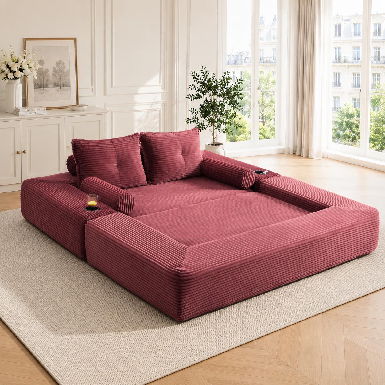 Corduroy folding sofa for 2 people