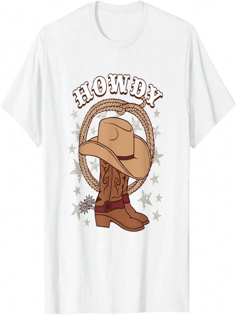Howdy Cowboystiefel Hut Lustig Rodeo Country Western Texas T-Shirt