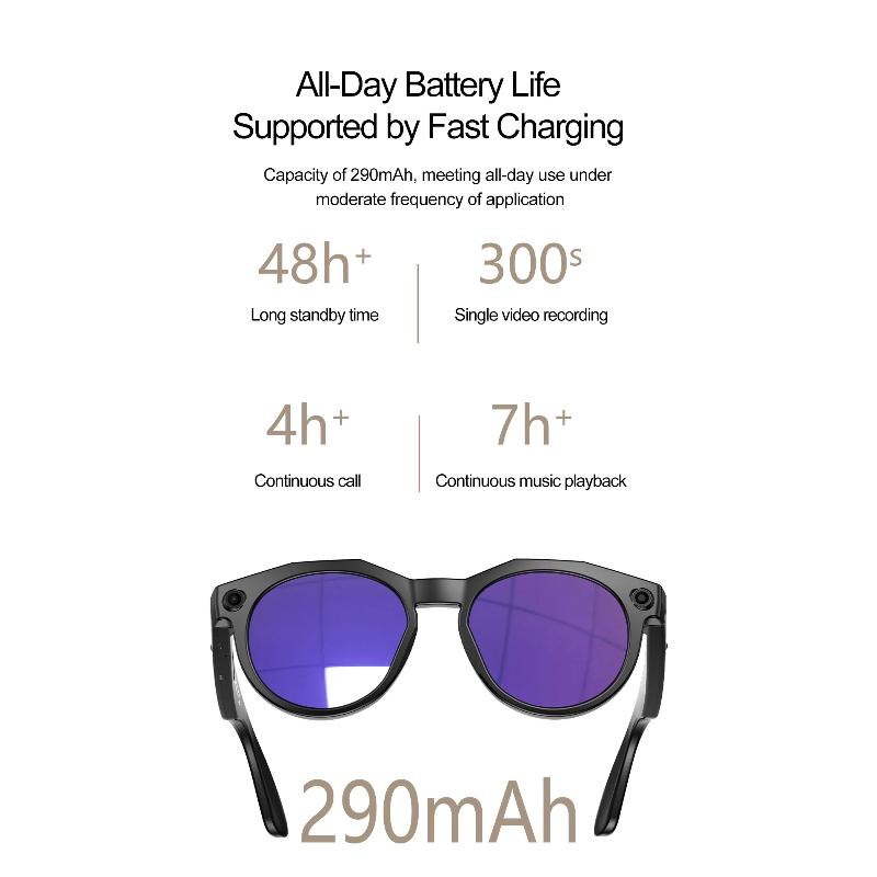 Multifunctional Smart AI Photo Glasses 100+ Language Translation Object Recognition 800W Pixel Video Recording Bluetooth Call Smart Eyeglasses Unisex