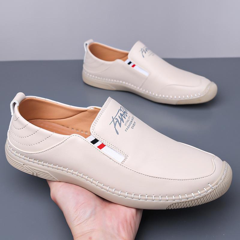 New Men Leather Casual Shoes Comfortable Flat Leisure Shoes Man Slip-on Loafers