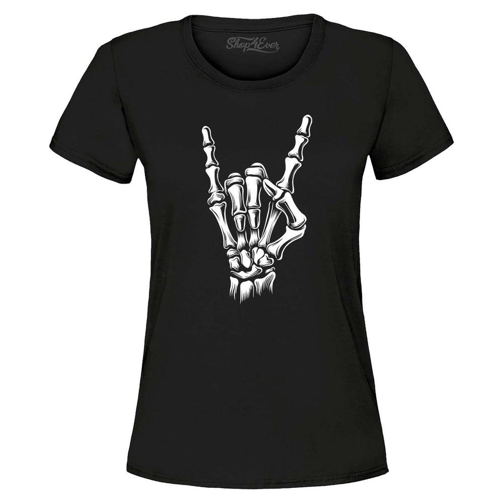 

Skeleton Rock N Roll Hands Women s T-Shirt Halloween Shirt S
