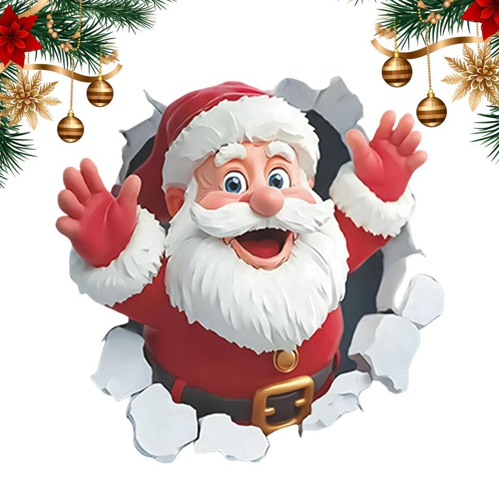 Christmas Stickers Santa Claus Self-Adhesive Decals Funny Holiday Stickers Christmas Decorations for Toilet Bathroom Kitchen