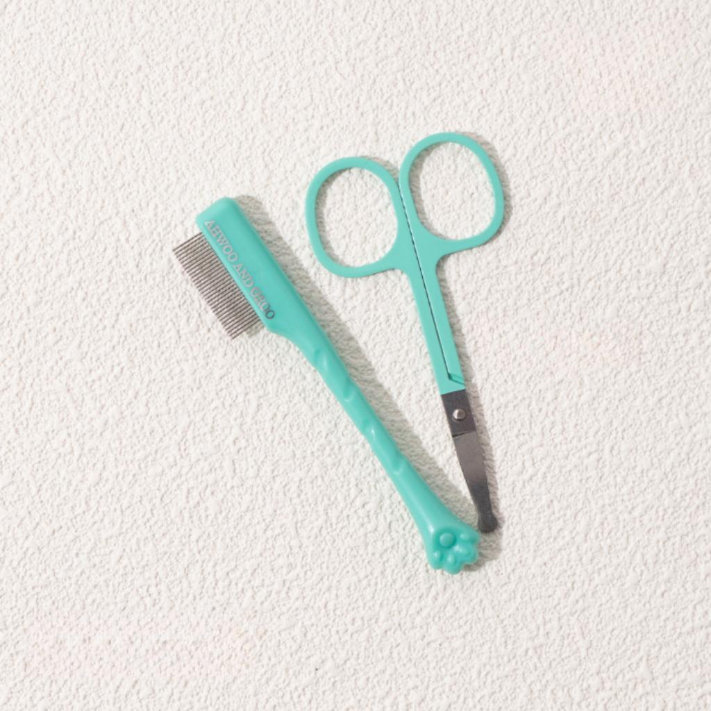 Pente Facial de Limpeza para Animais de Estimação Remove Manchas Lacrimais Pente para Remelas Tesoura para Reparo de Pelos de Cão Pente para Pelos de Gato Suprimentos de Limpeza para Animais de Estimação Acessórios
