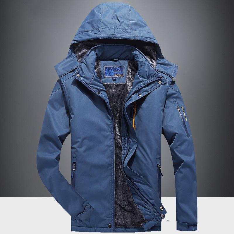 Autumn New Velvet Thickened Outdoor Sports and Leisure Jacket Cold-proof Large-size Trench Coat