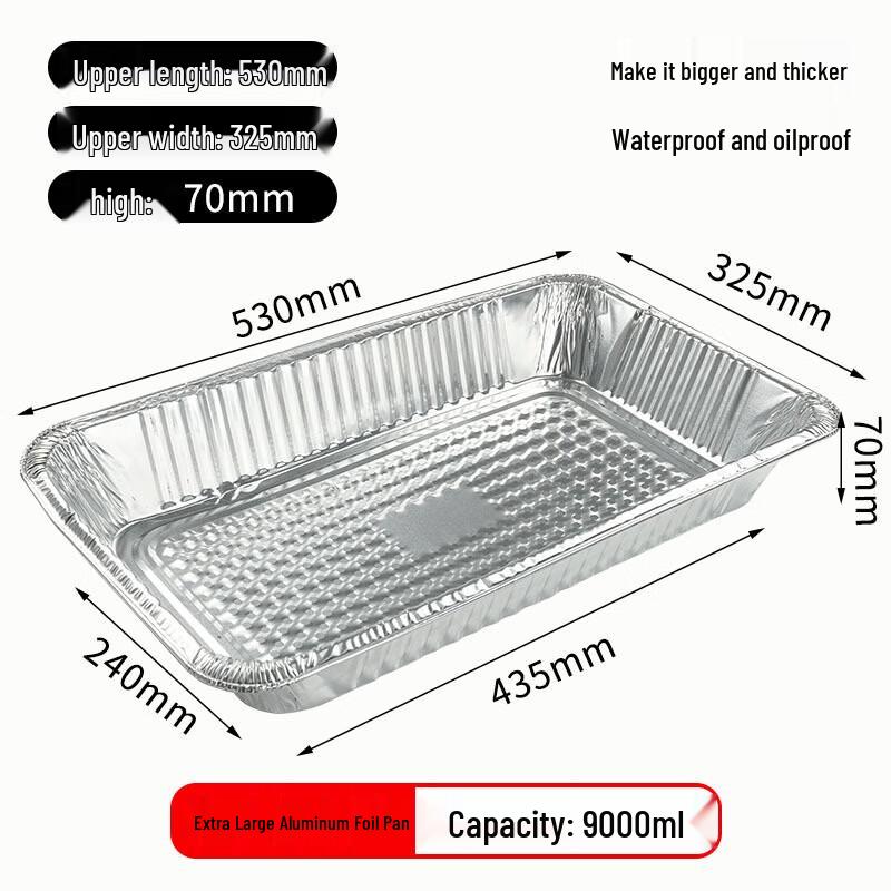 Fan Shun 9000ml Extra Large Disposable Aluminum Foil Trays for BBQ & Takeout, 50-Count (No Lid)