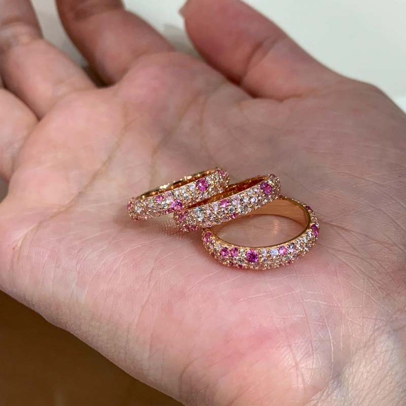 Luxury Shiny Zircon Rings For Women Girls Sweet Cute Metal Crystal Geometric Circular Finger Rings Wedding Jewelry Gifts