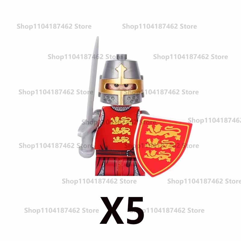 Medieval Military Castle Knight Army Set Building Blocks Green Dragon Wolf Warrior The War of Roses War-horse Weapons Brick Toys