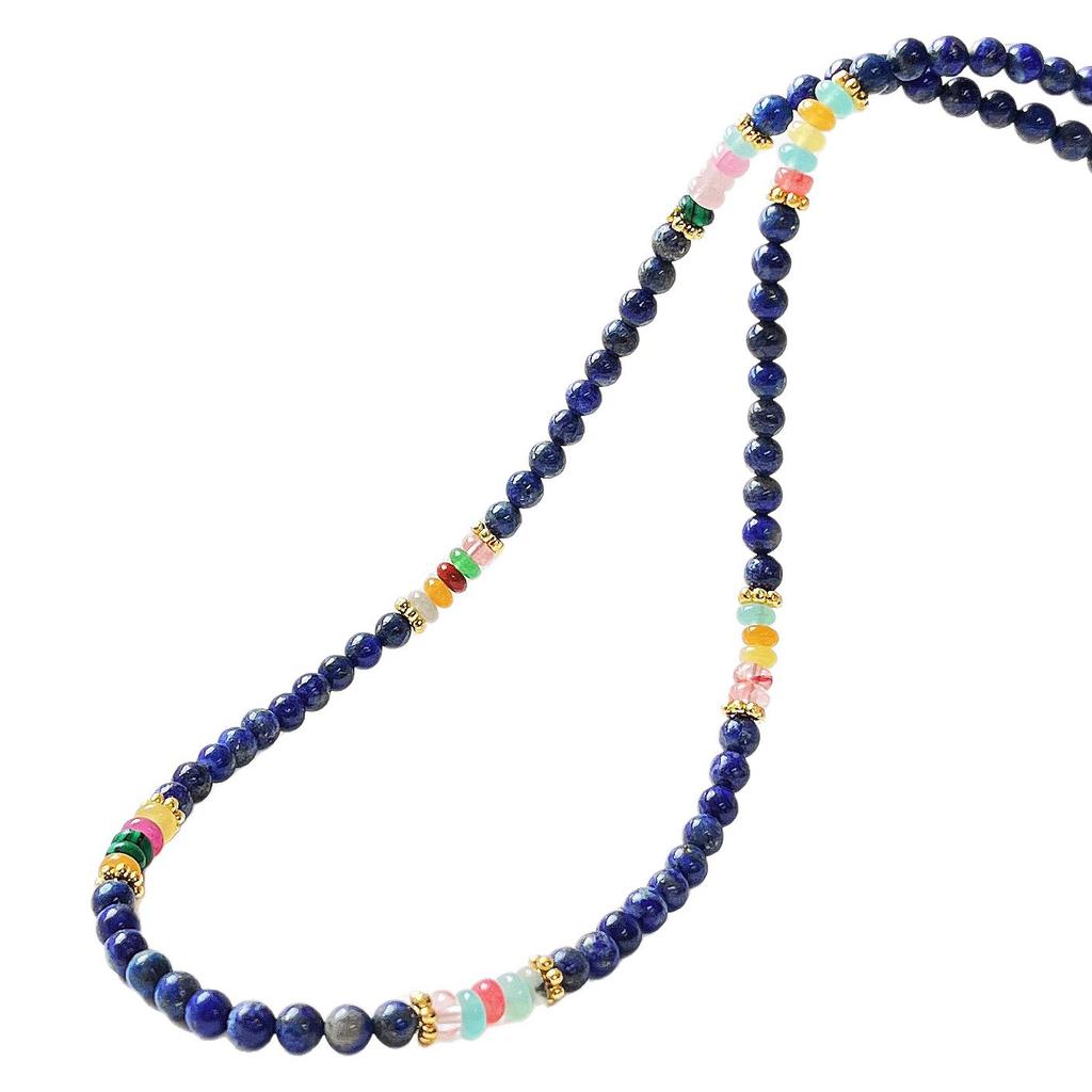 Autumn And Winter Retro Boutique Natural Lapis Lazuli Design Sense Necklace Collarbone Chain Sweater Chain Women