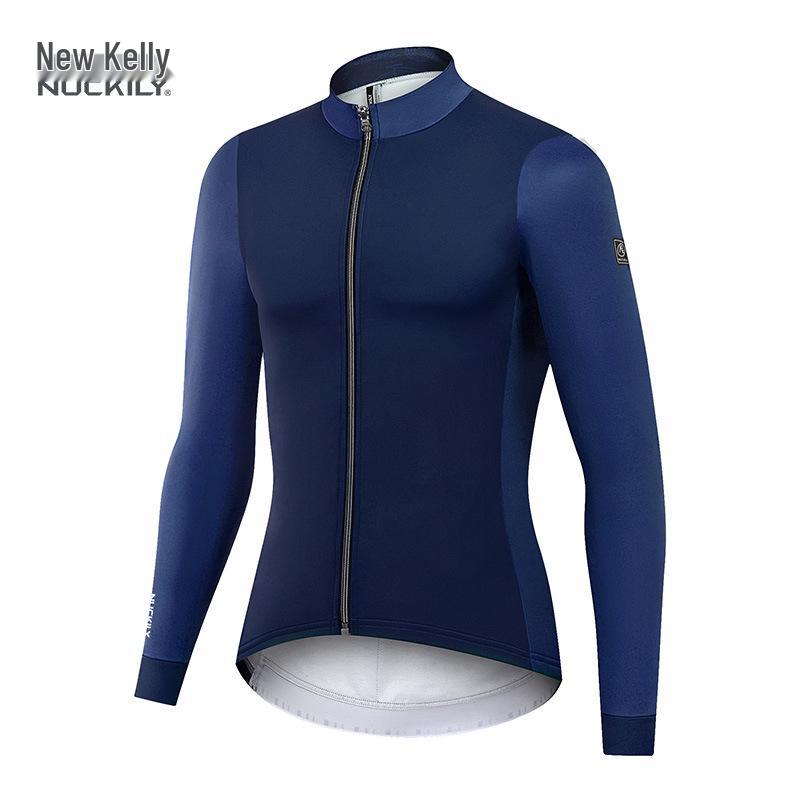 Men's Autumn Winter Fleece Cycling Jersey - Long Sleeve, Tight Fit for Mountain & Road Biking