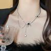 Xingxin~~ Liquid Butterfly Fringed Necklace 2023 New High-end Design Light Luxury Niche Sweater Chain Women's Spring