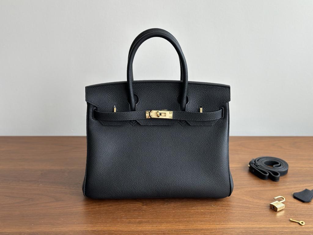 30cm Bronze Togo Leather Top Layer Cowhide Fashion High-End Large Capacity Handbag Single Shoulder Strap Womens Bag