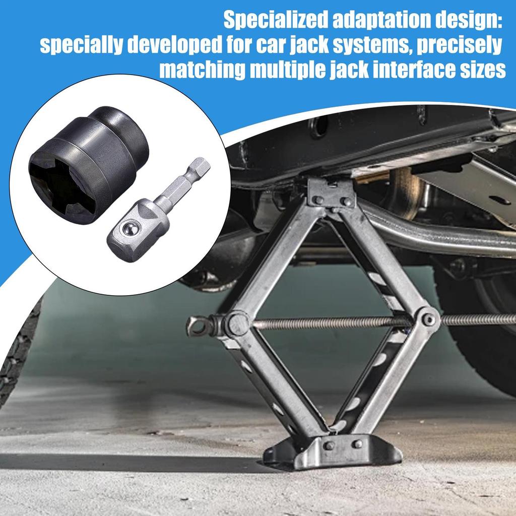 Scissor Jack Drill Adapter Car Scissor Jack Socket Heavy-Duty Tool Change Converter Rust-Resistant Accessories Attachment