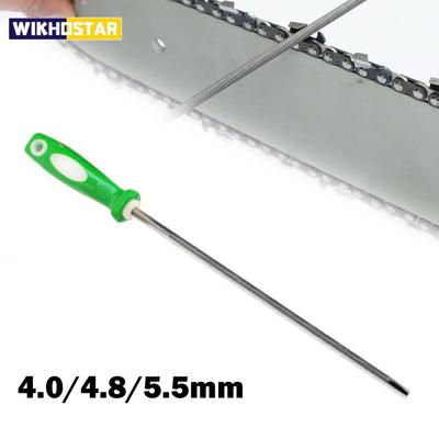 1 Stück 4,0/4,8/5,5 mm Rund Kohlenstoffstahl Schärfen Kettensäge Sägekette Feilen Schärfer Kunststoffgriff Handwerkzeuge Zubehör