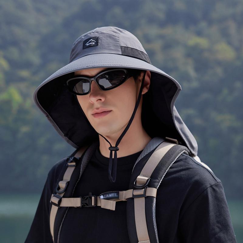 

Summer Outdoor Wide Brim Sun Protection Hat With Neck Shield For Fishing And Hiking темно-сірий