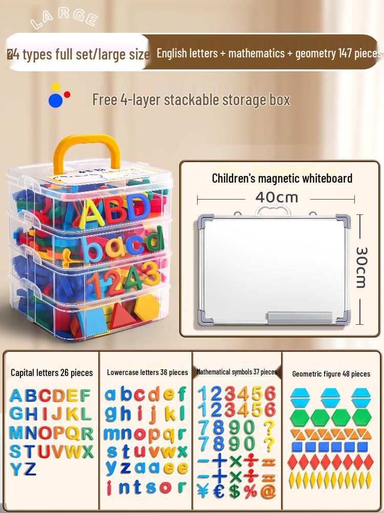 Magnetic Alphabet & Numbers Sticker Set - 26 Pieces for Blackboard & Whiteboard