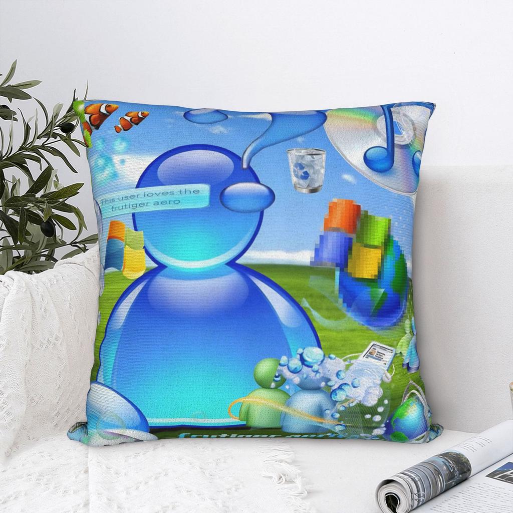 Frutiger Aero Person Music Square Pillow Cases Cushion Covers Vintage Polyester Decor Pillowcase for Home 45x45cm