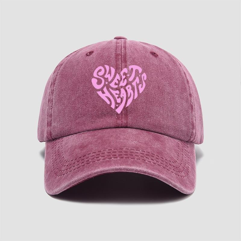 

Pink Heart-Shaped Letter Printed Baseball Cap, Versatile For Daily Use, Sweet Girl S Hat, Outdoor Sun Protection And Shading Adjustable