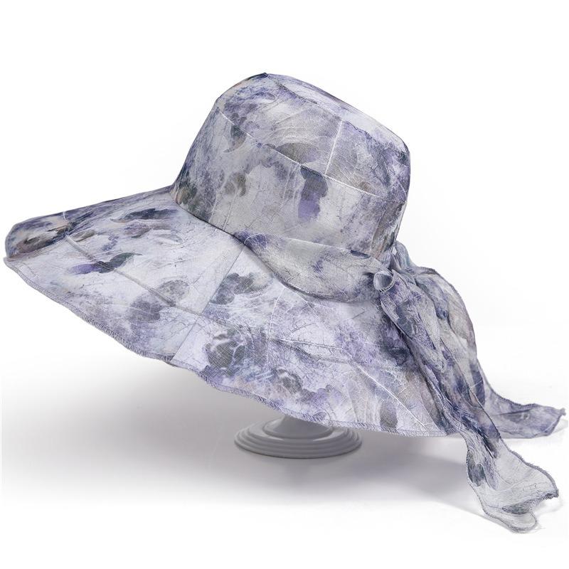 Sunscreen Hat Women's Summer Eaves UV Protection Bow Sun Hat Outdoor Travel Sun Hat