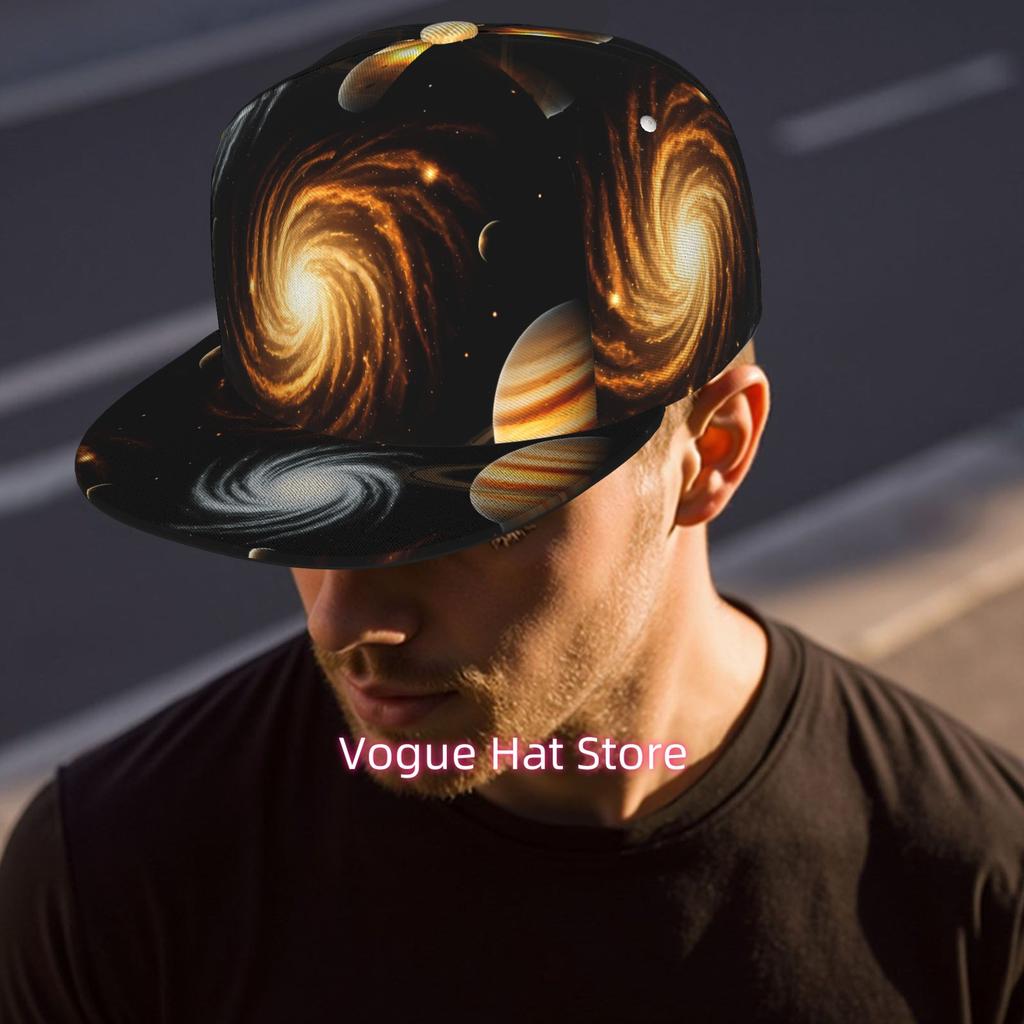 Unisex Flat Brim Baseball Cap Featuring Space Galaxy Planets, Ideal For Hip Hop Streetwear, Skateboarding, Dancing, And Outdoor