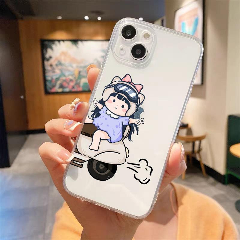 Süßes Cartoon-Paar Elektroauto Luxuriöse Transparente Handyhülle Für iPhone 15 16 14 13 12 11 Pro Max XS X XR SE 7 8 Plus Hülle