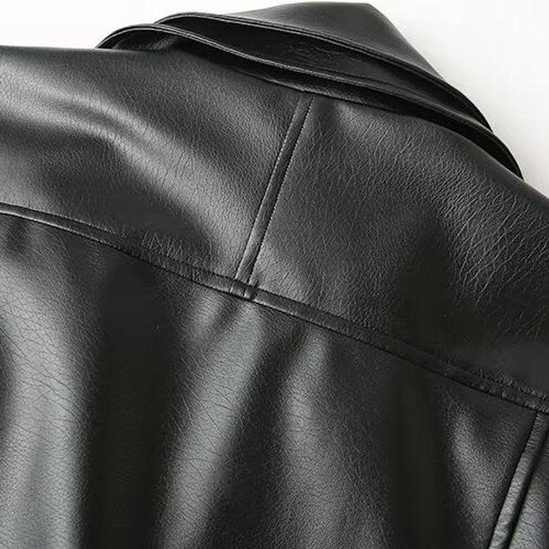 Kaslead New Arrival Women's Clothing Fashion Style Fashion All-Match Loose Long Sleeves Leather Jacket Coat