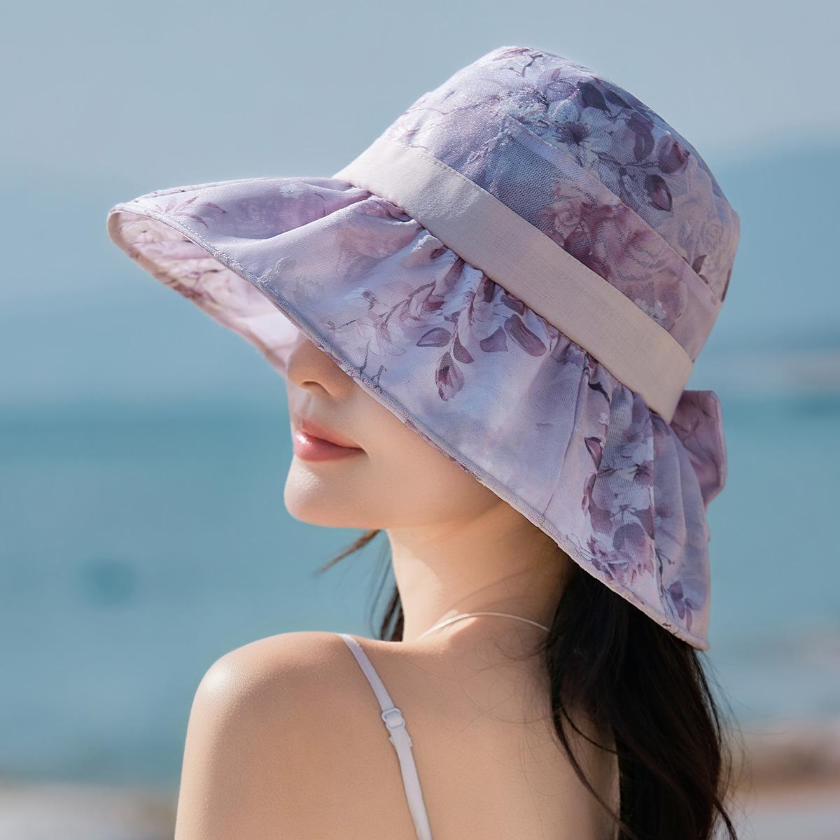 

Eugen yarn bucket hat women s spring summer breathable sunscreen fashion versatile sun hat thin sun hat M（56-58cm） фіолетовий