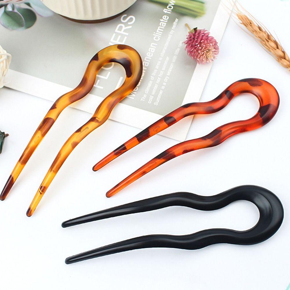 Acetate Hair Fork Geometric Design Hair Sticks Fashion Hair Bun  for Women Girls