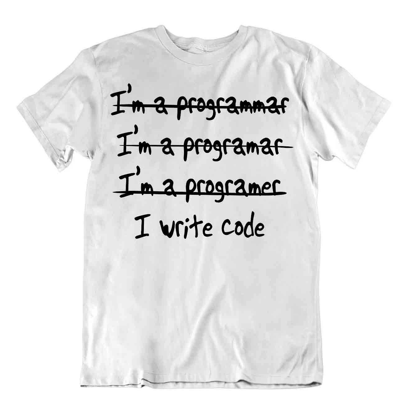 I Write Code T-Shirt Programmer T-Shirt Wishful Thinking Tee Computer Shirt 2XL