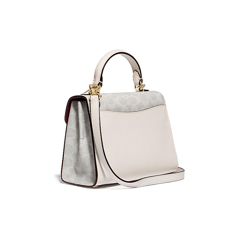 Coach Tabby 20 Top Handle Floral Embroidery Coated Canvas And Leather Shoulder Crossbody Handbag Small Women Handbags White 629-B4R7B