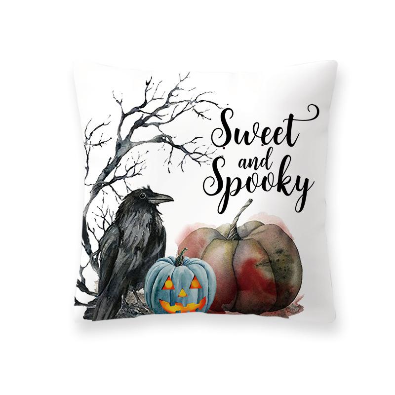 Halloween Pumpkin Cartoon Pillow Cover Festive Home Sofa Bedside Bedside Comfortable Breathable Pillow Cover