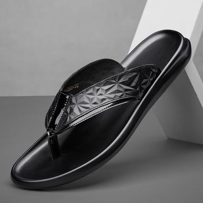 Fashion New Male Shoes Genuine Leather Flip Flops Slippers for Men High Quality Flat Minimalist Slippers Male Comfortable Walking Shoe