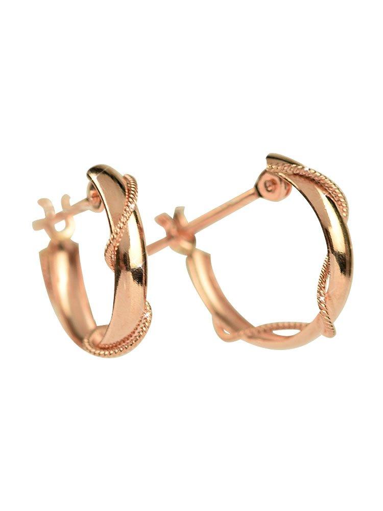10k K10 Pink Gold Hoop Snap Earrings for kk110 [Four-Leaf Clover] Earrings, Women