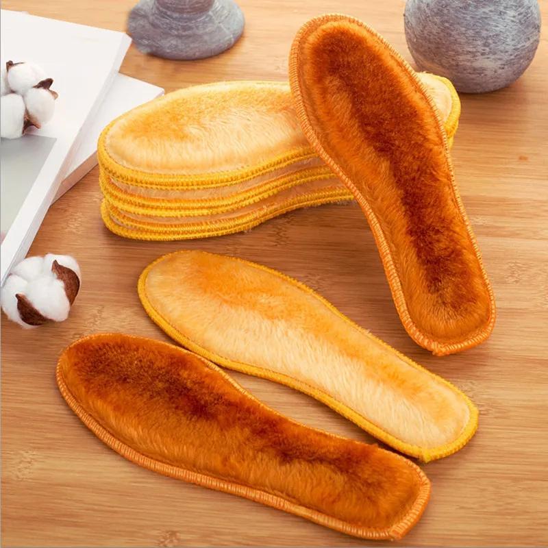 2 Pairs Winter Fleece-Lined Thick Warm Plush Insoles for Men and Women Cold-Proof Breathable Deodorant Foot Warmers