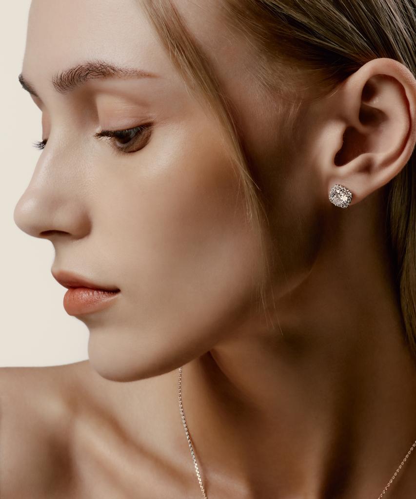 Raindrop Jewelry Raindrop Halo Set Solitaire Stud Earrings
